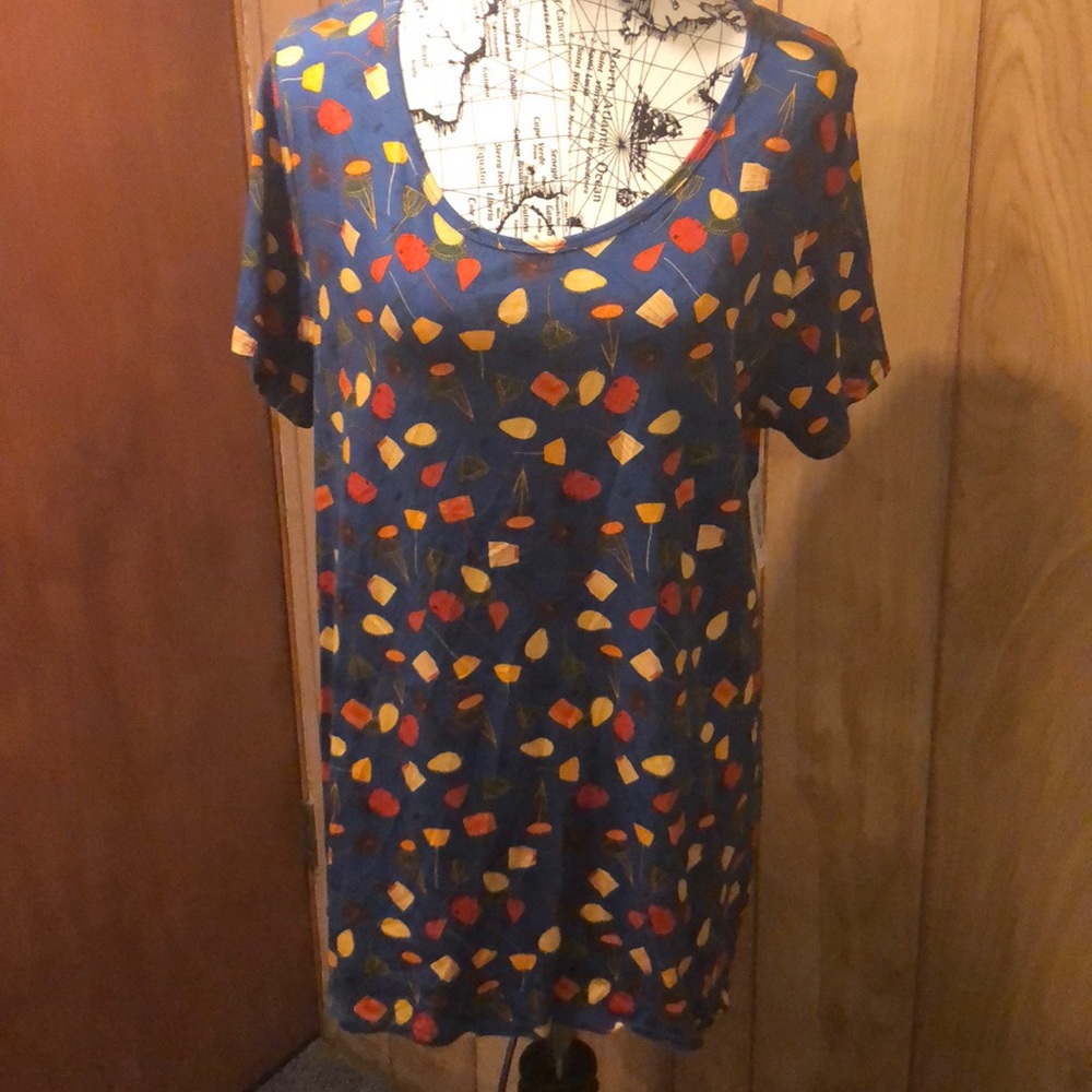 NWT Lularoe Classic Tee 2XL Blue Orange Floral